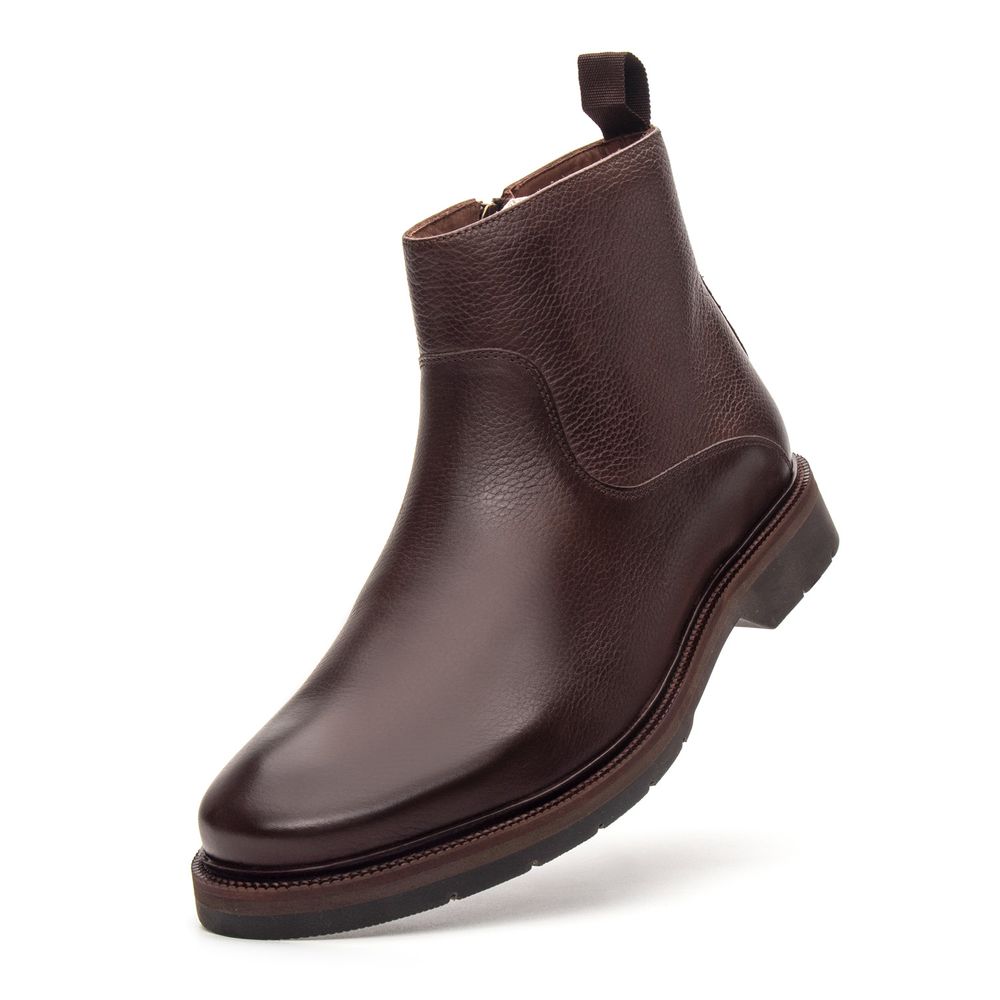 Bota Masculina Torrione com Zíper de Couro Brown