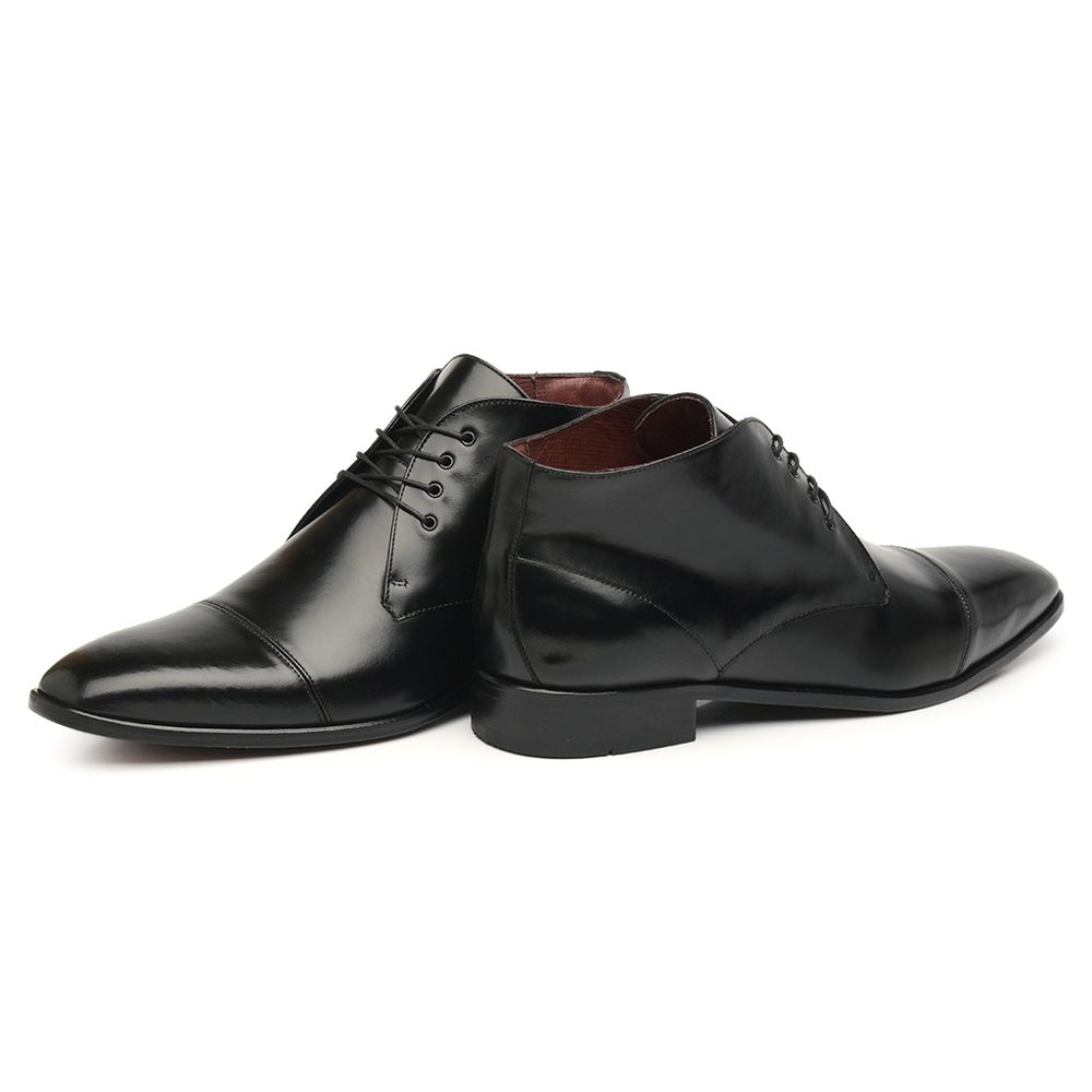 Bota Social Masculina Preta LI12 Solado De Couro