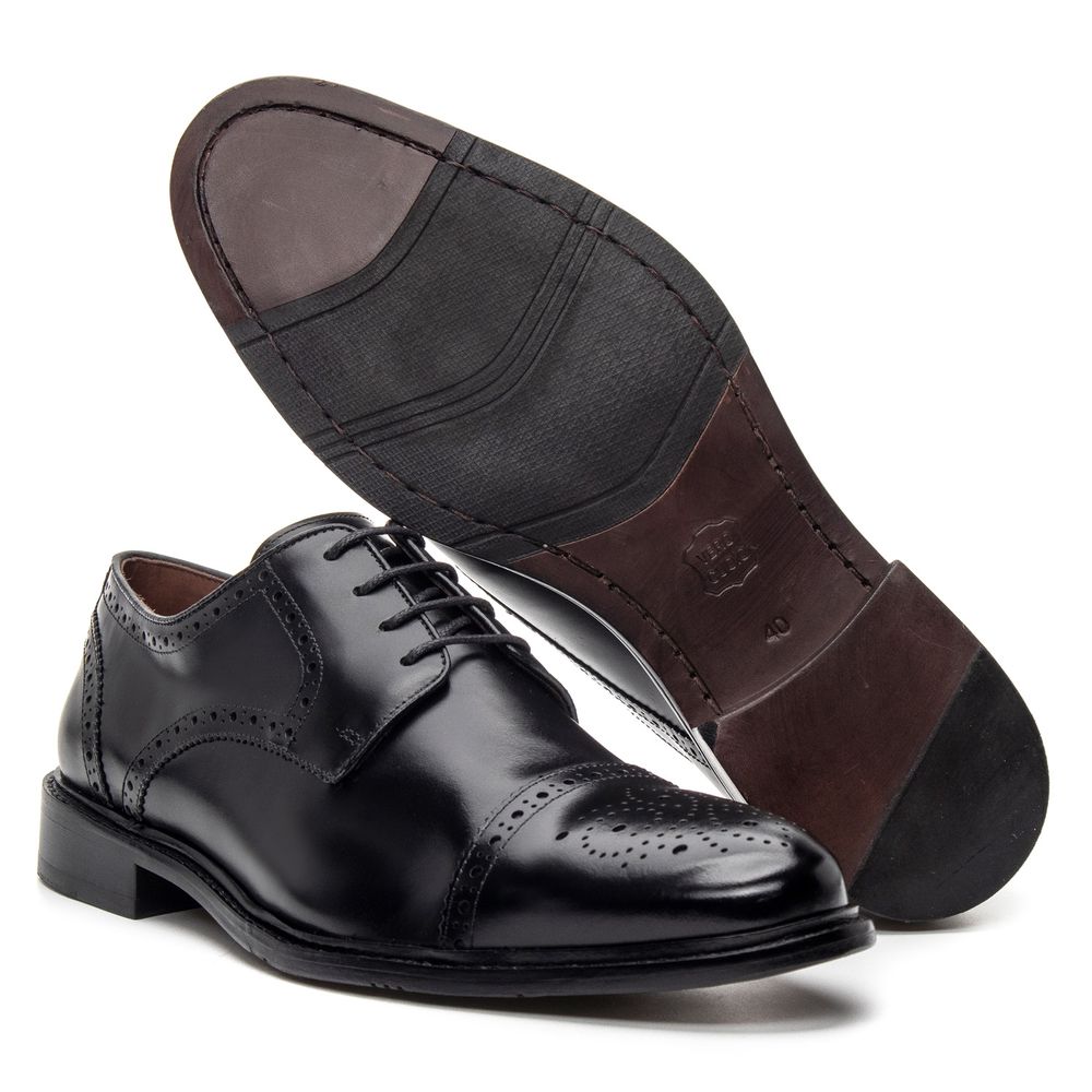Sapato Derby Brogue Treviso Preto | JACOMETTI
