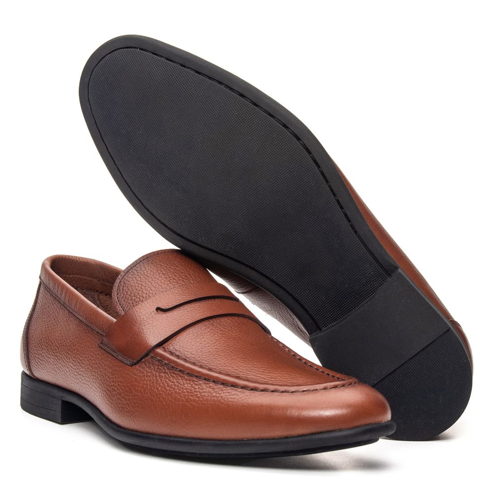 Mocassim Modena Tan Solado de Borracha