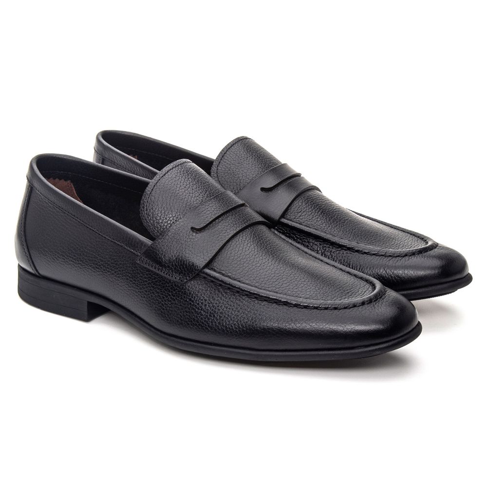Mocassim Modena Preto Solado de Borracha