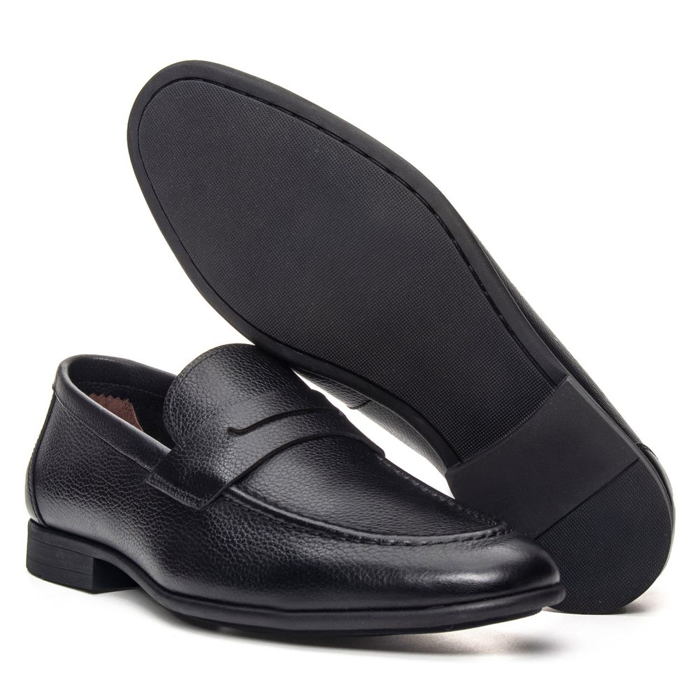 Mocassim Modena Preto Solado de Borracha
