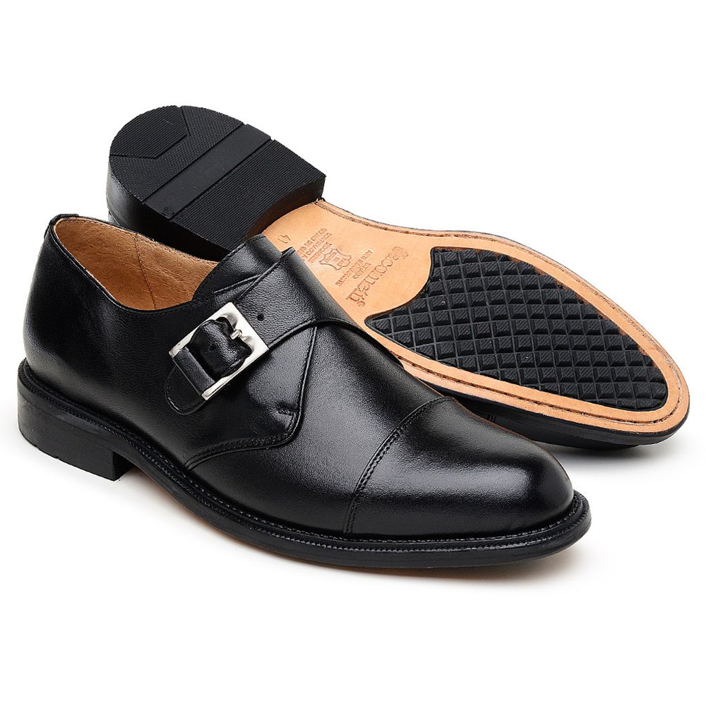 Sapato Monkstrap Scatamacchia Preto Masculino de Couro | JACOMETTI