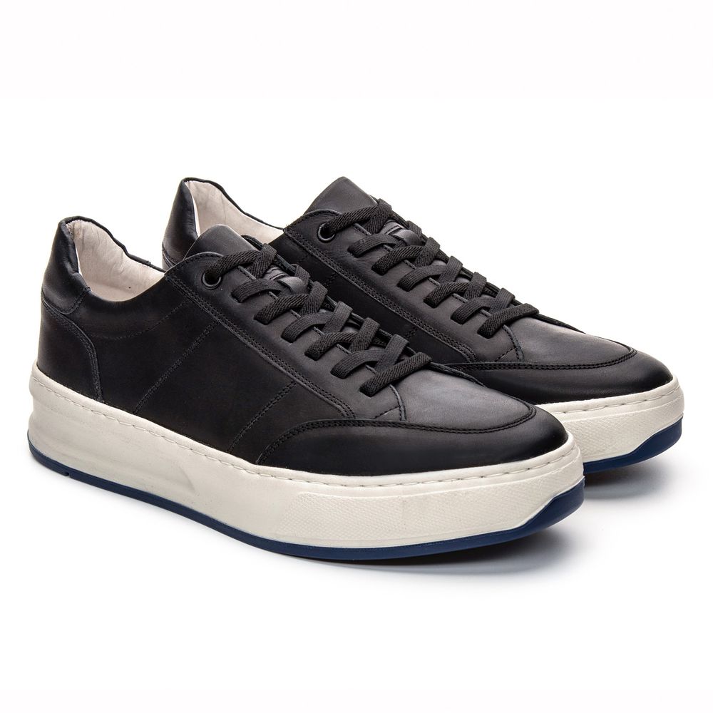 Tênis Casual Couro Preto
