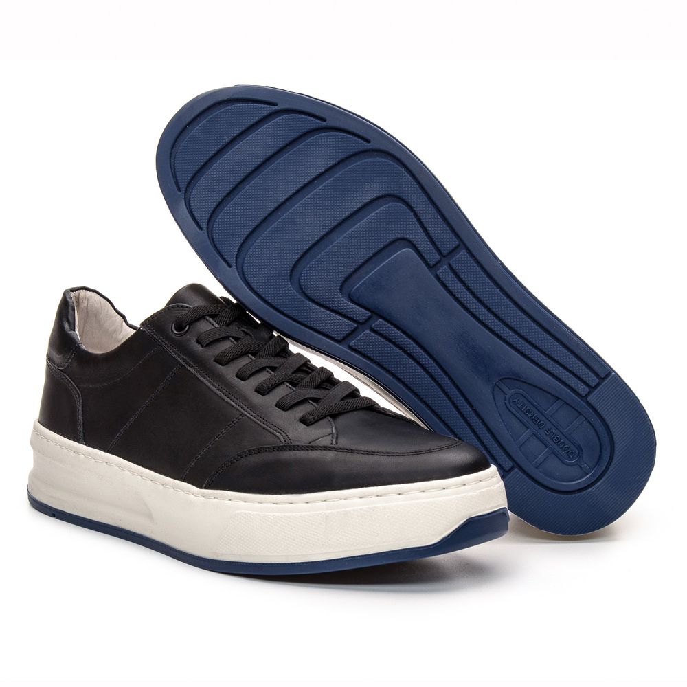Tênis Casual Couro Preto