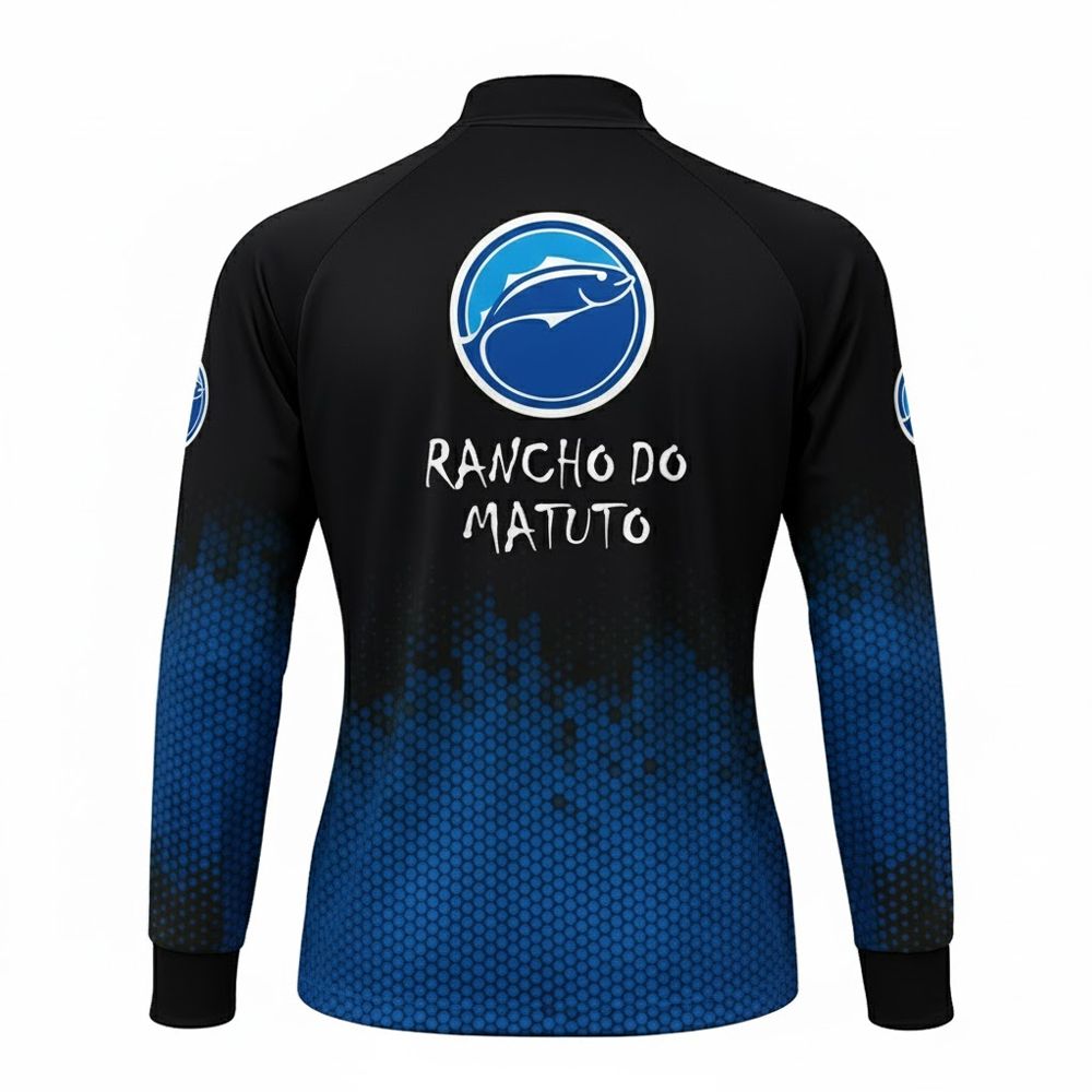 Camisa de Pesca Feminina Rancho do Matuto Proteção UV +50 Tecnologia TrueLife - Preto/Azul