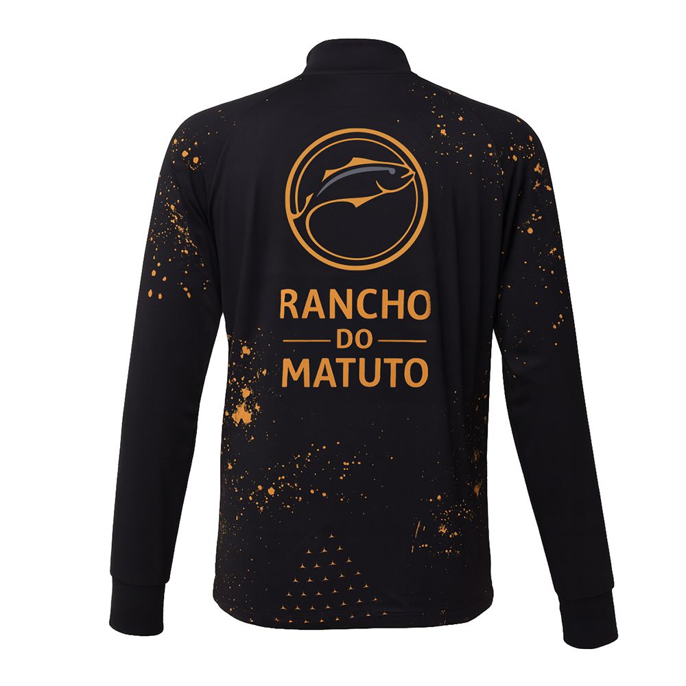 Camisa de Pesca Masculina Rancho do Matuto Edição Comemorativa 10 Anos Proteção UV - Preto/Dourado