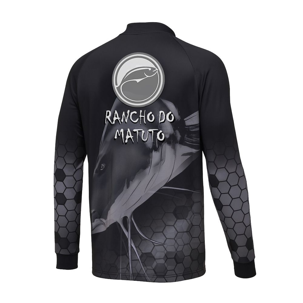 Camisa de Pesca Masculina Rancho do Matuto Piraíba Proteção UV +50 - Preto/Cinza