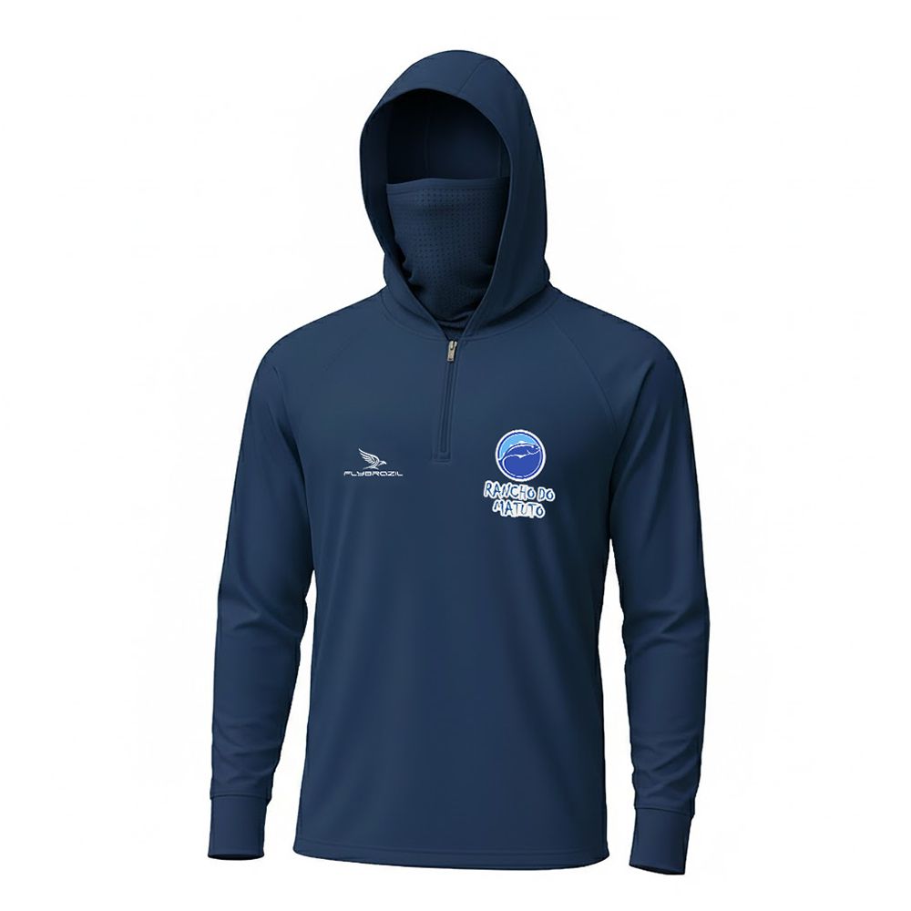 Camisa Poliamida Masculina Super Fresca Dry-Fit FPS 50+ Capuz e Balaclava - Azul Marinho
