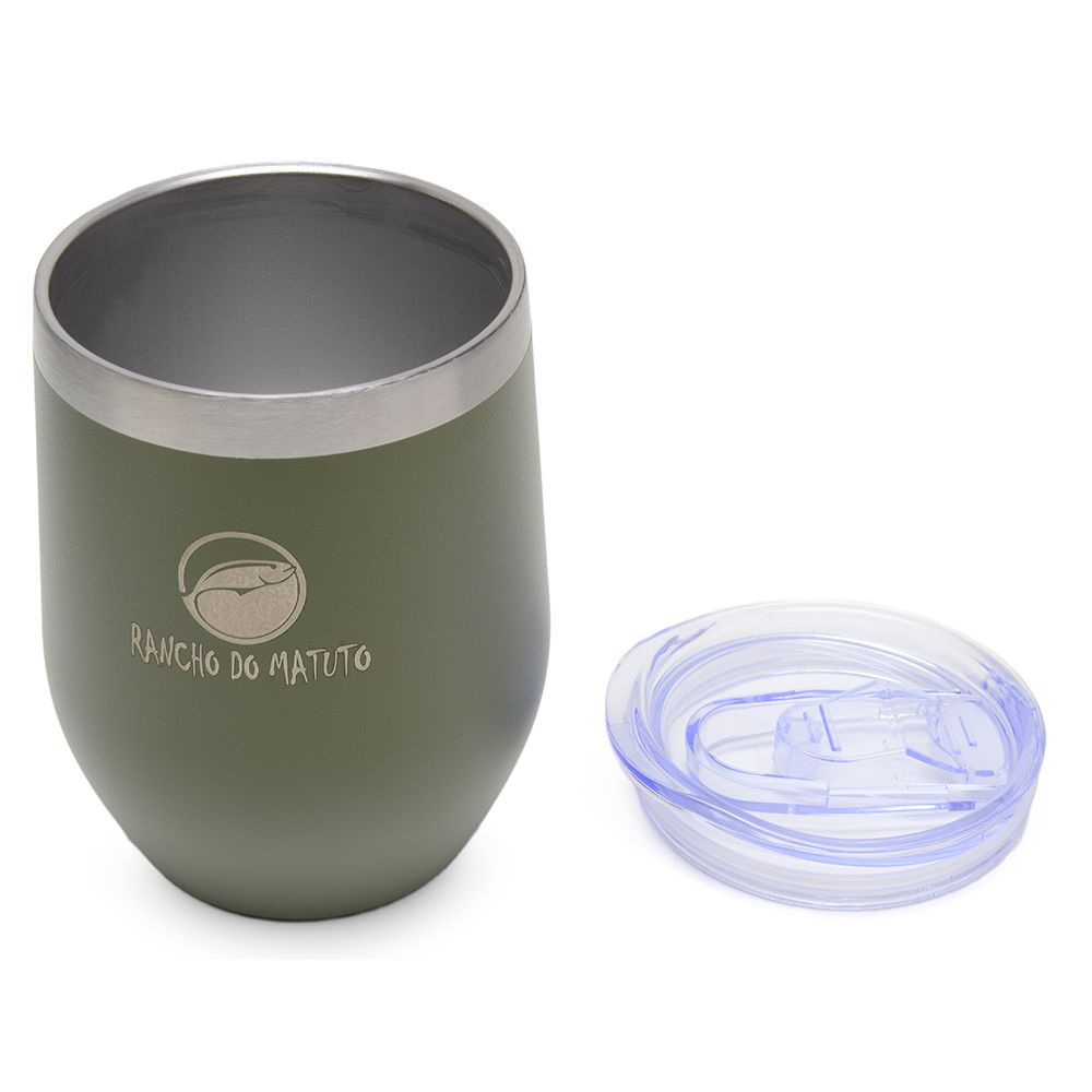 Copo Térmico Cuia em Aço Inox 360ml com Tampa - Verde