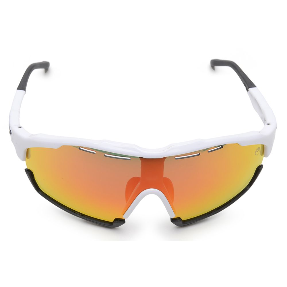 Óculos Solar Matuto Esportivo Espelhado Resistente Proteção UV - Branco/Preto/Laranja