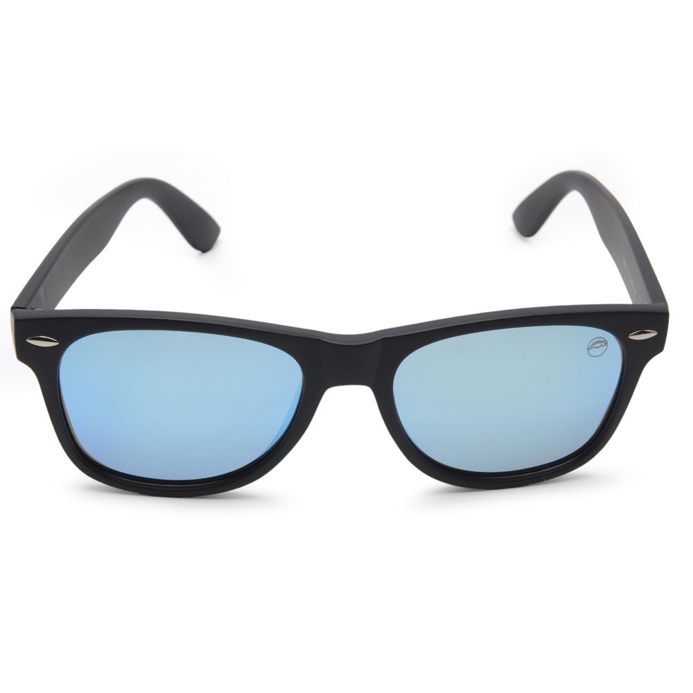 Óculos Solar Pescaria Polarizado Lente Espelhada Resistente Flexível Proteção UV +400 - Preto/Preto/Azul
