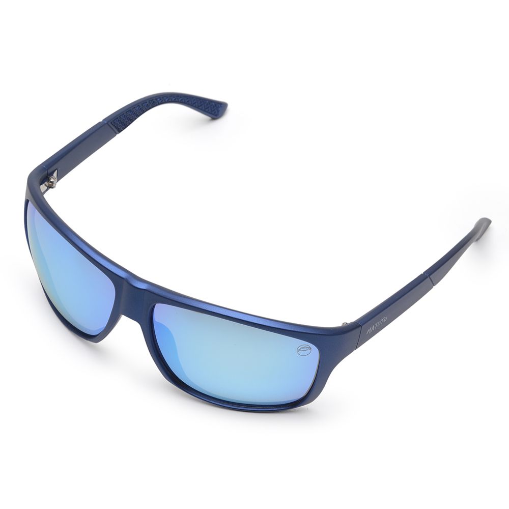 Óculos Solar Pescaria Polarizado Lente Espelhada Resistente Flexível Proteção UV +400 - Azul/Azul/Azul