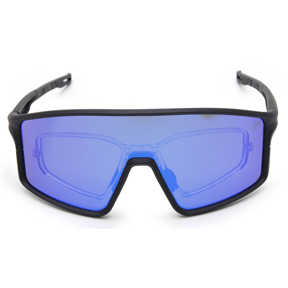 Óculos Solar Matuto Esportivo Espelhado Resistente Proteção UV - Preto/Preto/Azul
