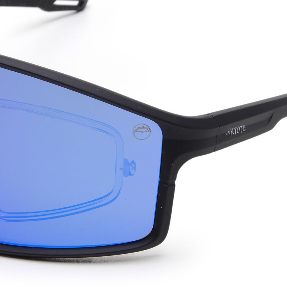 Óculos Solar Matuto Esportivo Espelhado Resistente Proteção UV - Preto/Preto/Azul