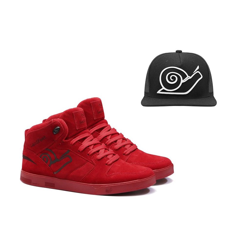 COMBO TÊNIS SKATE EMBARCADERO X VERMELHO BONÉ- LANDFEET 
