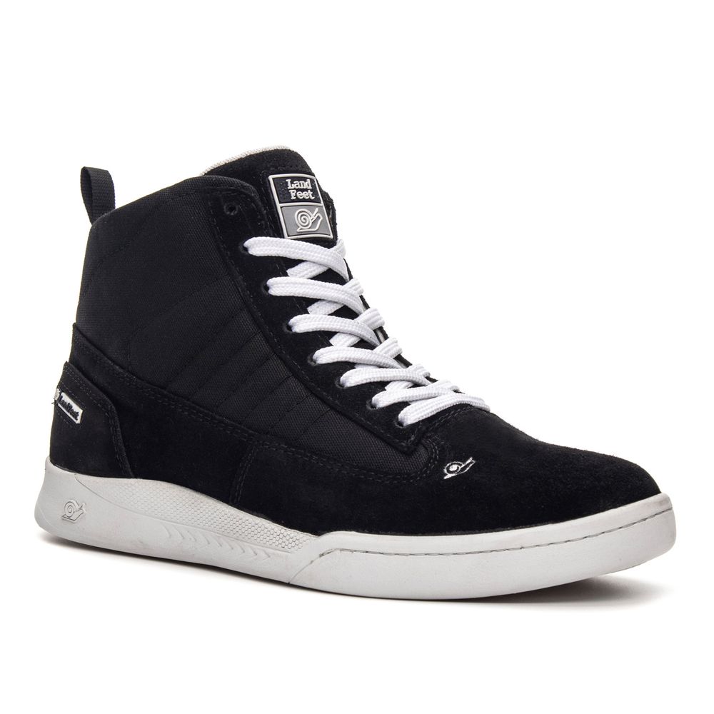 Tênis Landfeet Modelo JS - Lifestyle Drums Skate Cano Alto Preto Branco