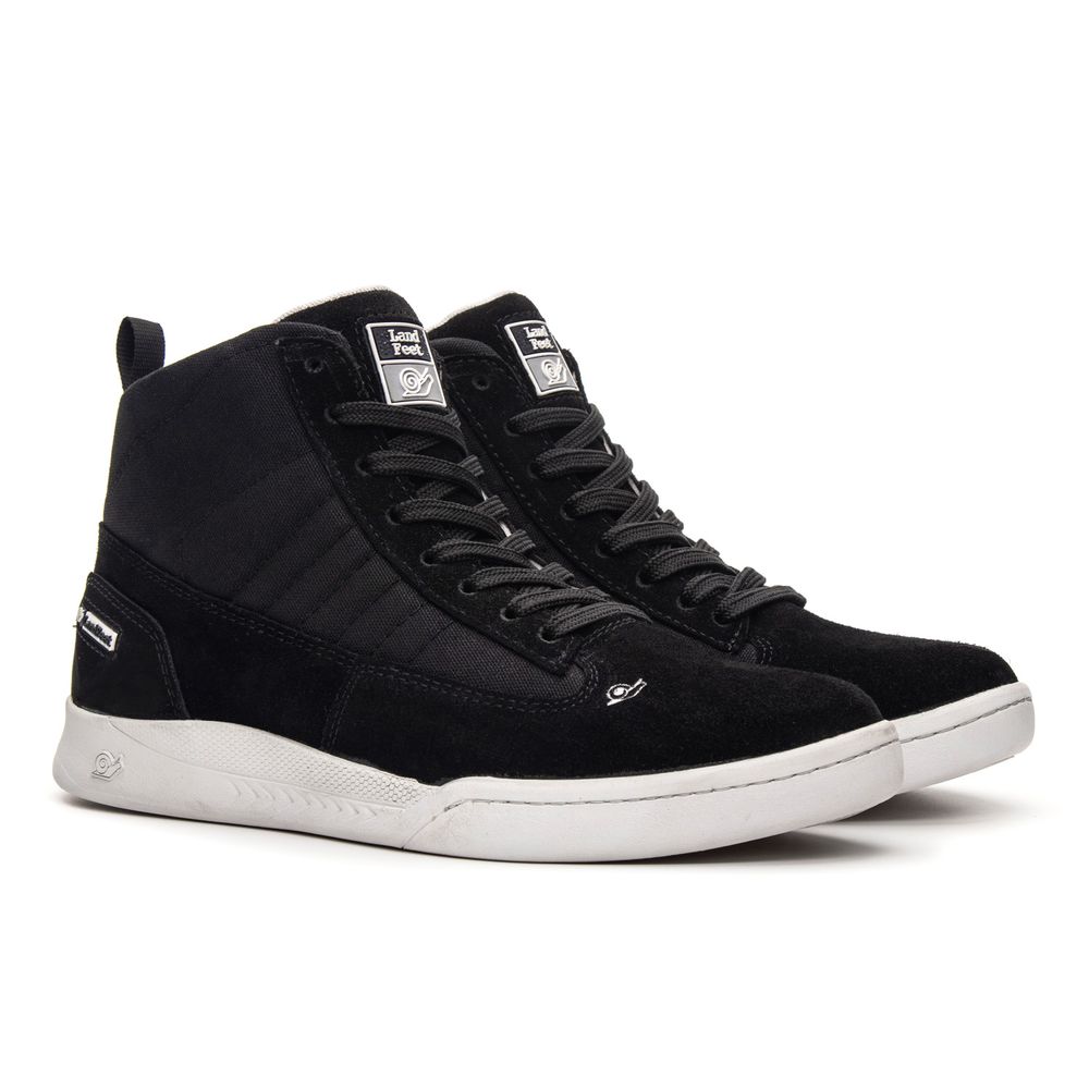 Tênis Landfeet Modelo JS - Lifestyle Drums Skate Cano Alto Preto Branco
