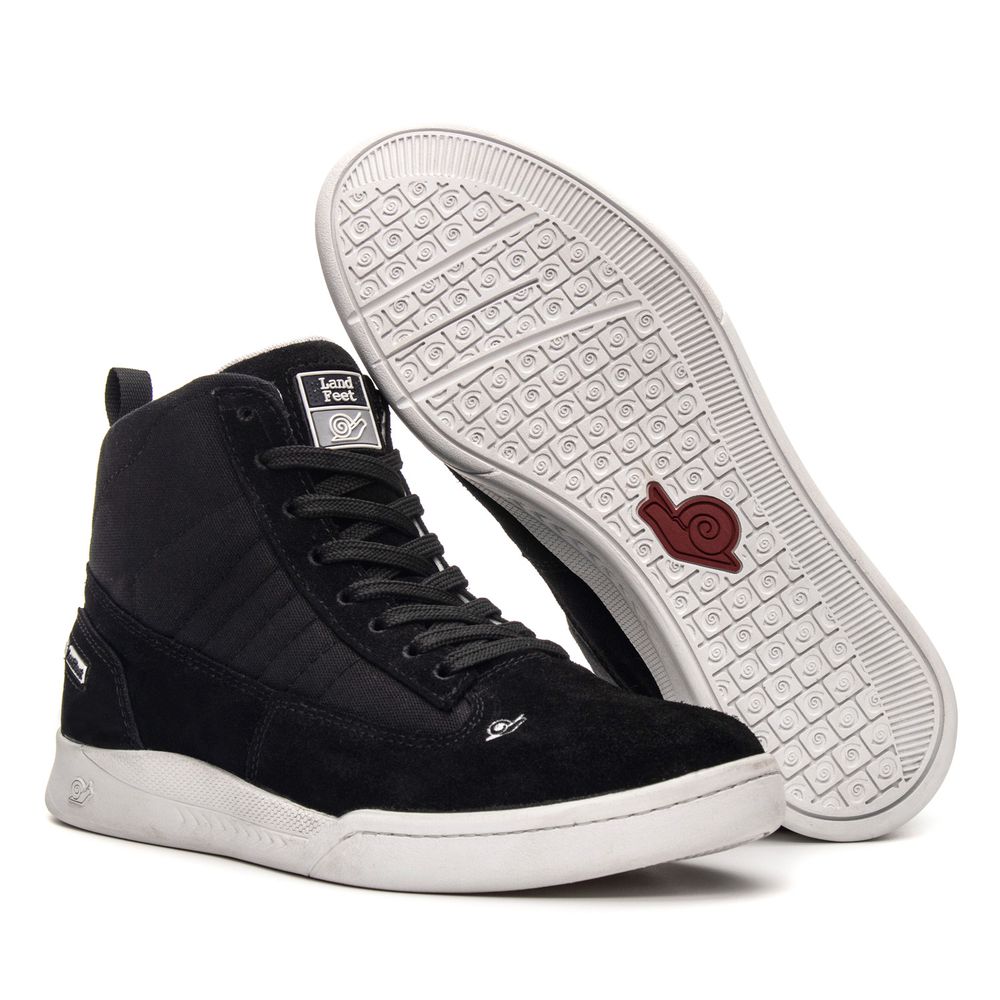Tênis Landfeet Modelo JS - Lifestyle Drums Skate Cano Alto Preto Branco