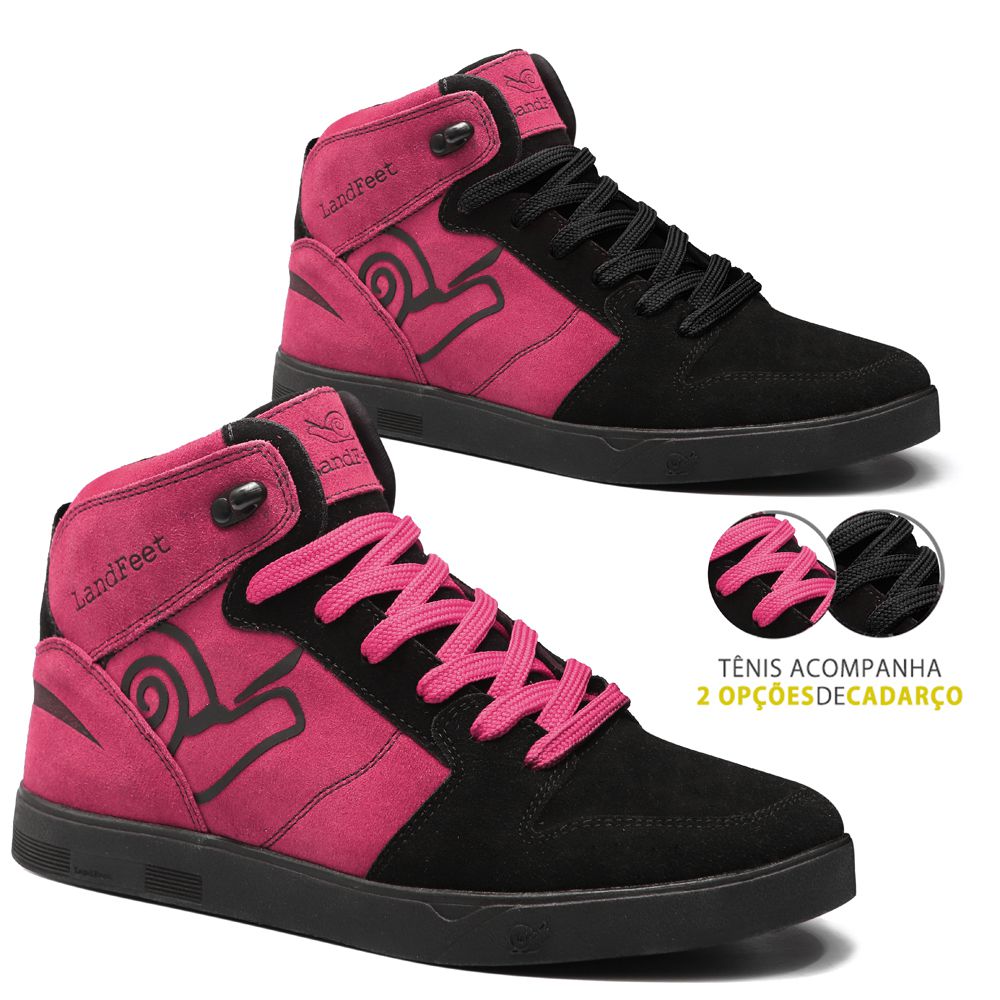 Tênis Skate Embarcadero X Preto e Rosa - Landfeet