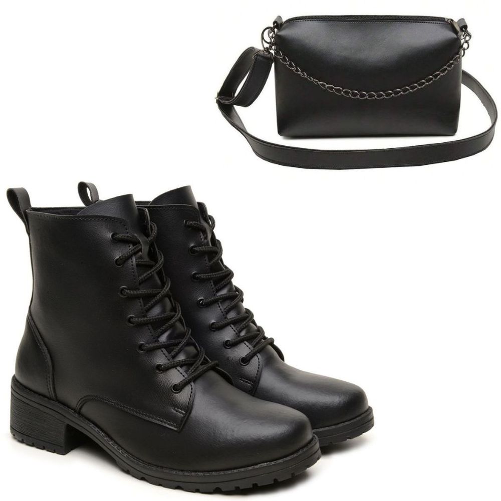 Bota Feminina Amanda com Bolsa - Preta - AMANDA + ... - LARETTO