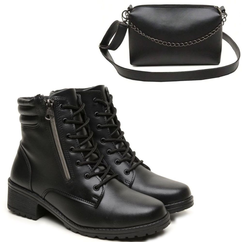 Bota Feminina Thais com Bolsa - Preta - THAIS PRET... - LARETTO