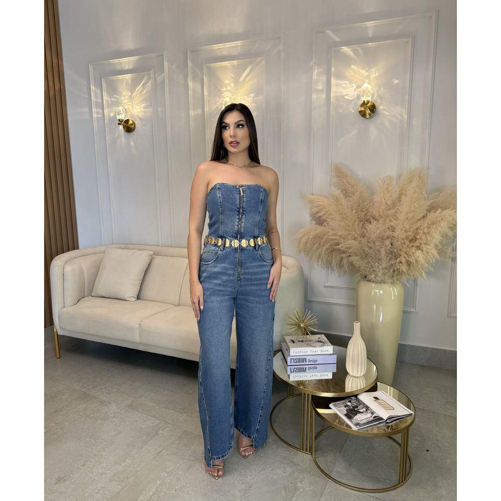 MACACÃO JEANS WIDE LEG - Le Preppy