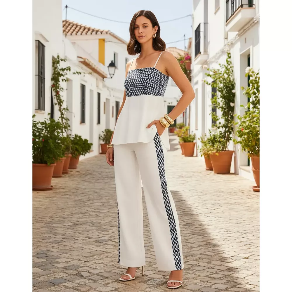 BLUSA COM RENDA AZUL E BRANCA - Le Preppy