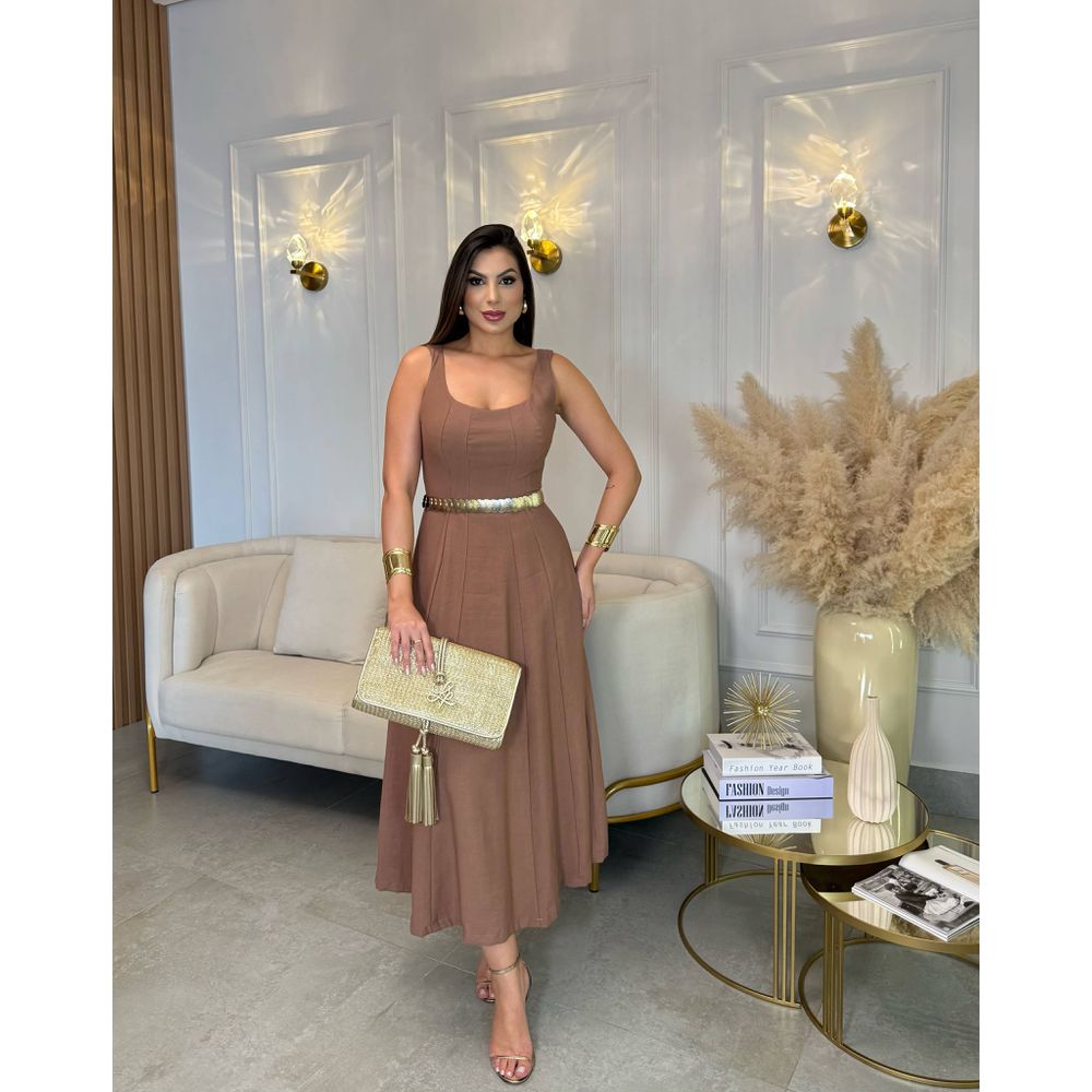 VESTIDO PERRY MARROM - Le Preppy