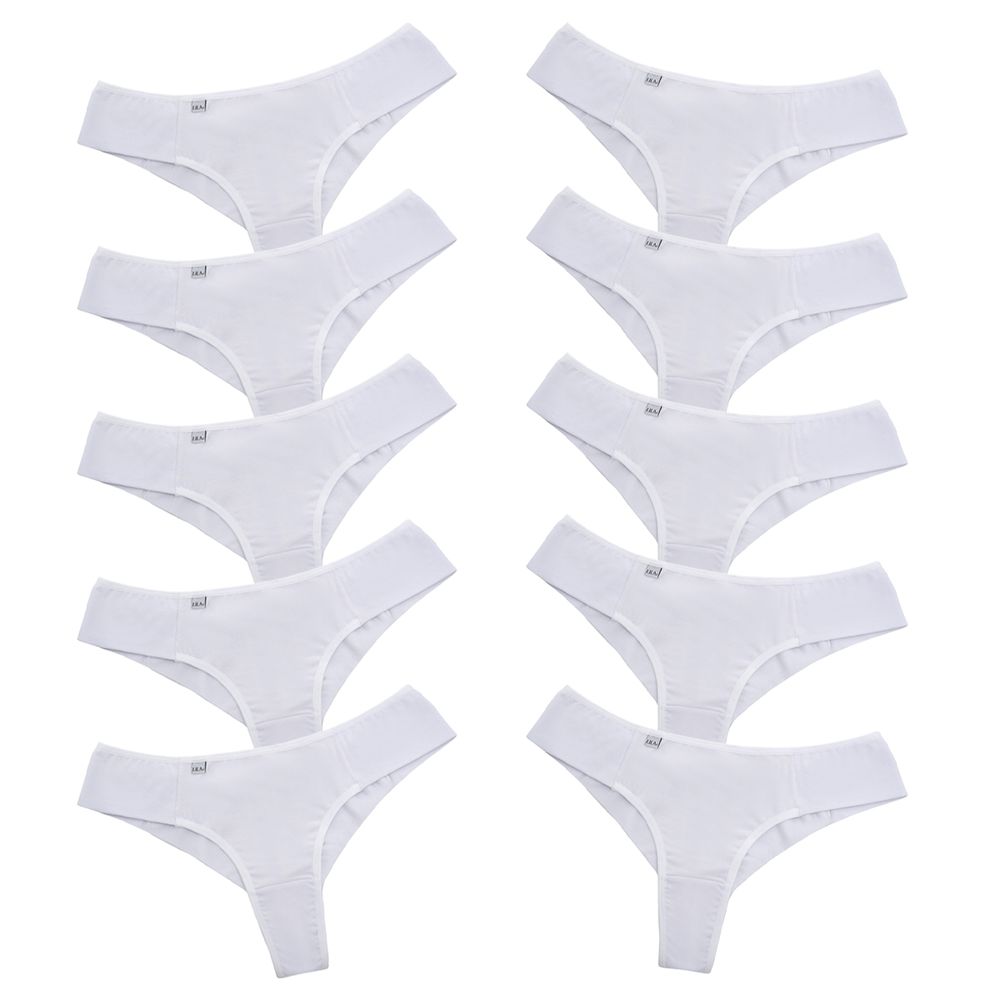 Kit 10 Calcinhas Fio Duplo Algodão 0009 - Branco - LILA LINGERIE