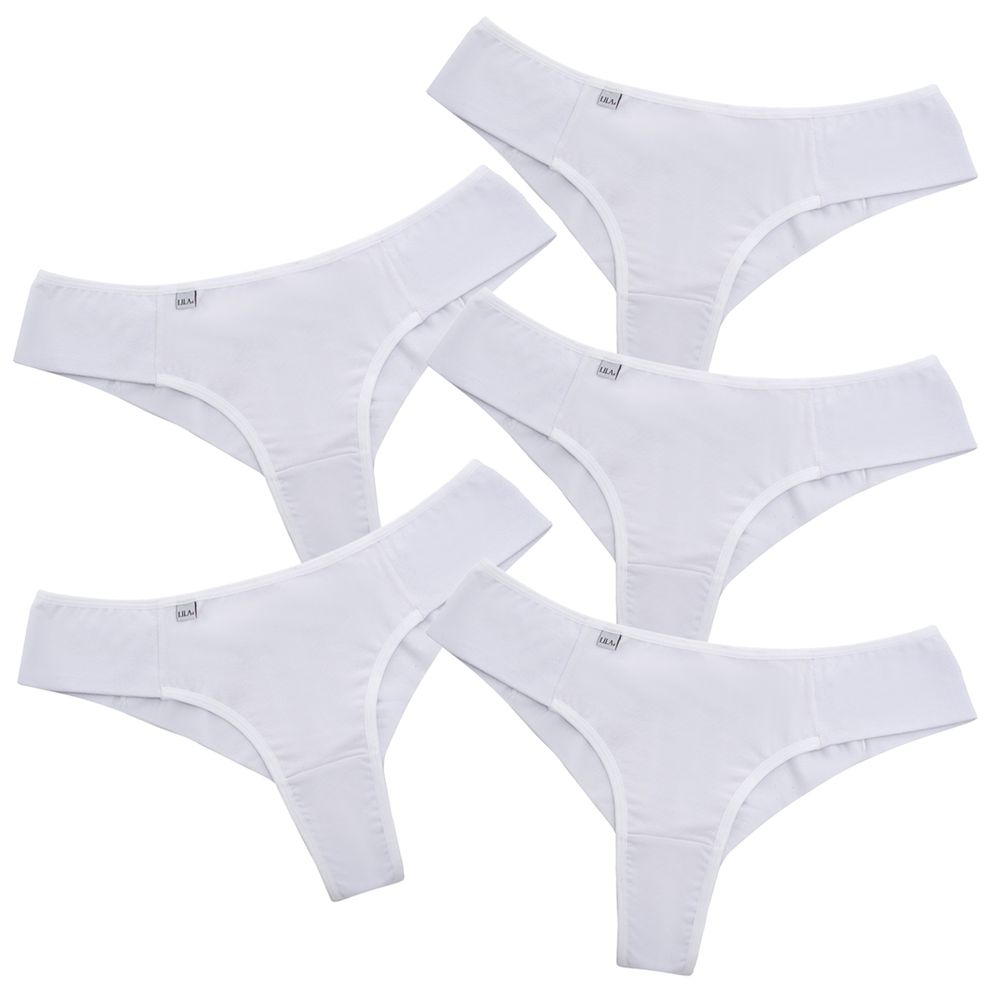 Kit 5 Calcinhas Fio Duplo Algodão 0009 - Branco - LILA LINGERIE