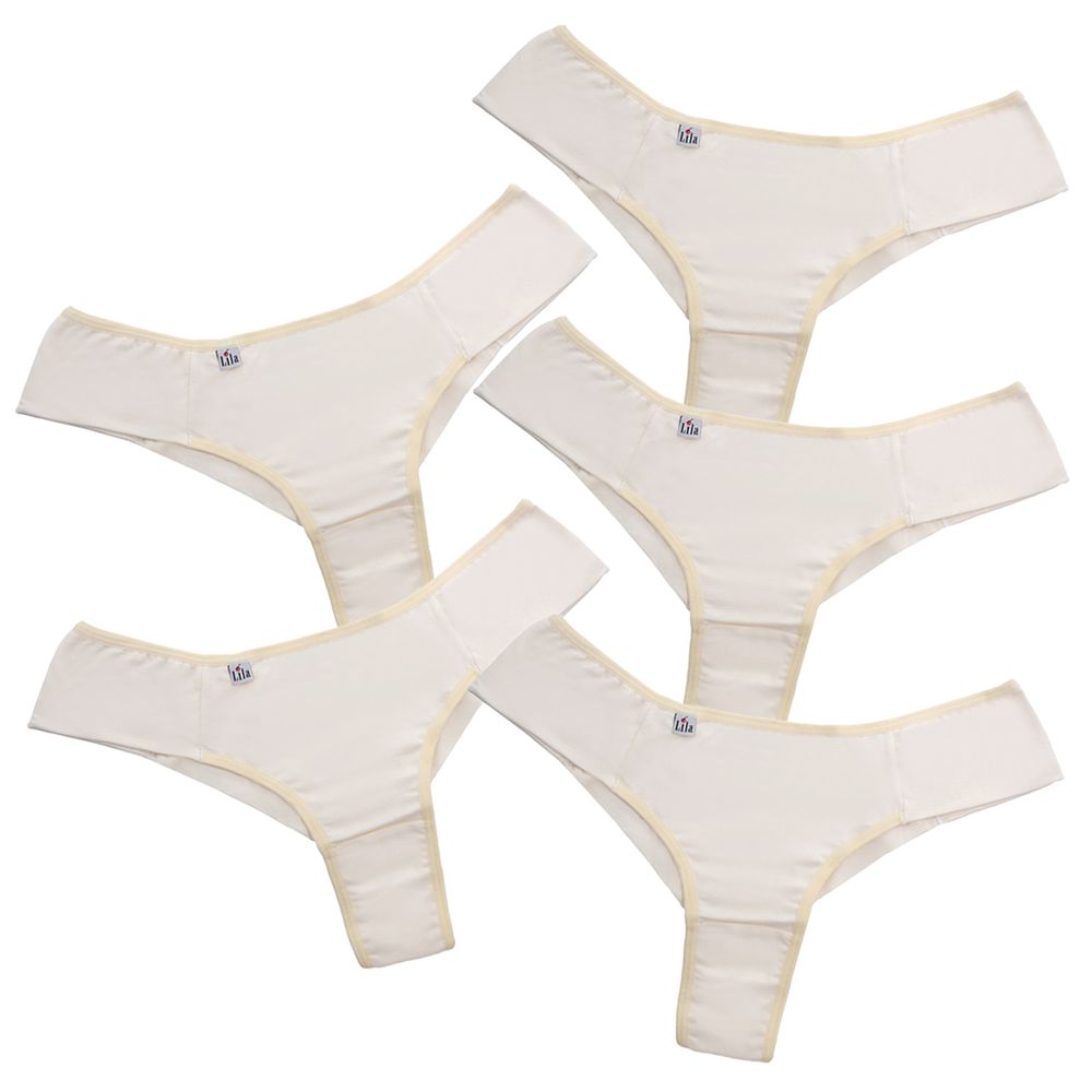 Kit 5 Calcinhas Fio Duplo Algodão 0009 - Marfim - LILA LINGERIE