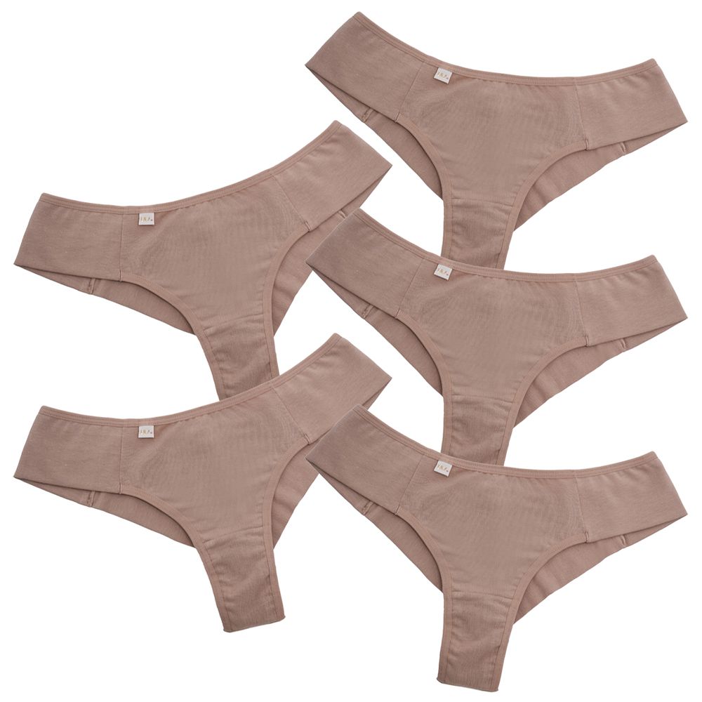 Kit 5 Calcinhas Fio Duplo Algodão 0009 - Chocolate - LILA LINGERIE