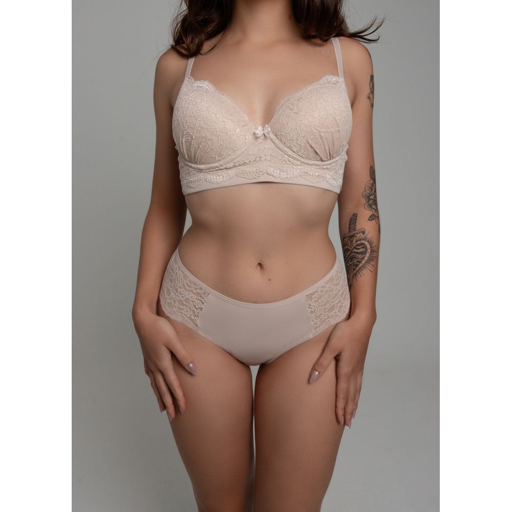 Conjunto Reforçado Rendado com Bojo 2032 - NUDE - LILA LINGERIE