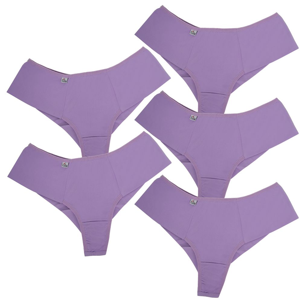 Kit 5 Calcinhas Fio Duplo Cós Alto 0008 - ODALISCA - LILA LINGERIE