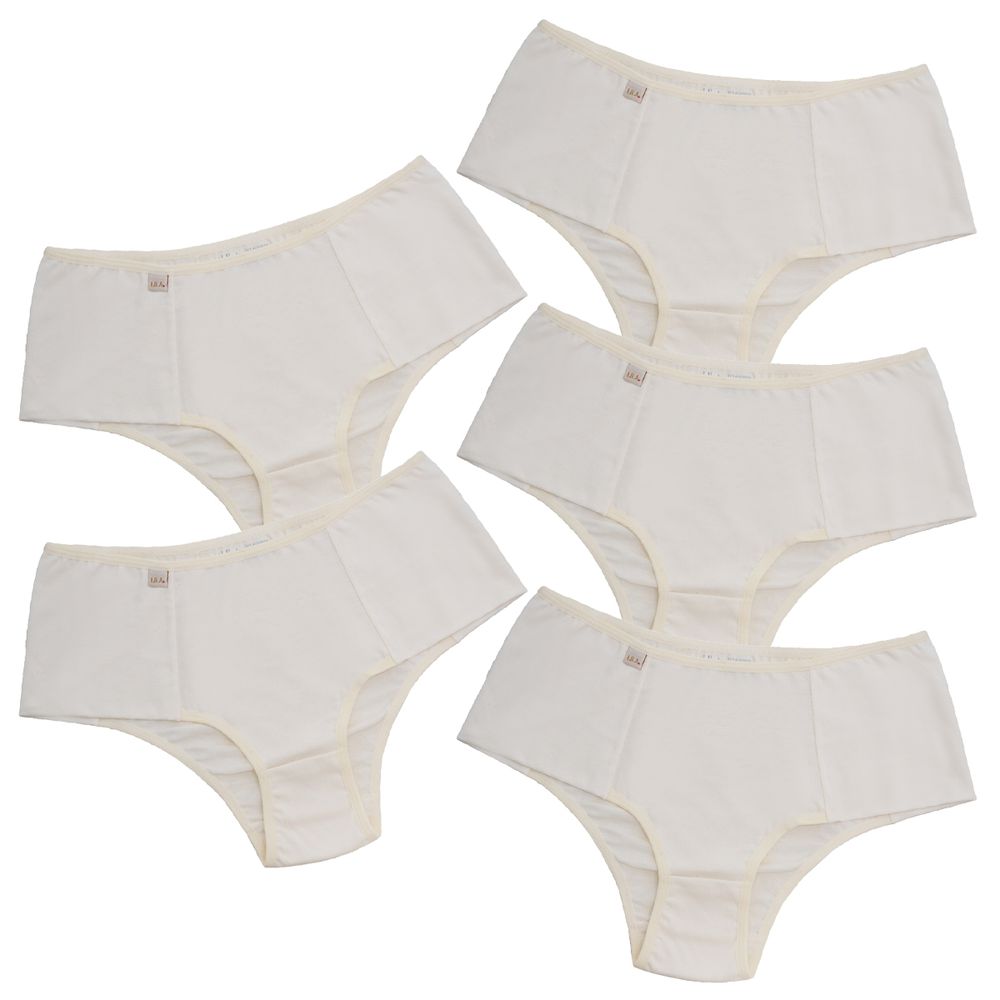 Kit 5 Tangas Cós Alto Algodão 0029 - Marfim - LILA LINGERIE