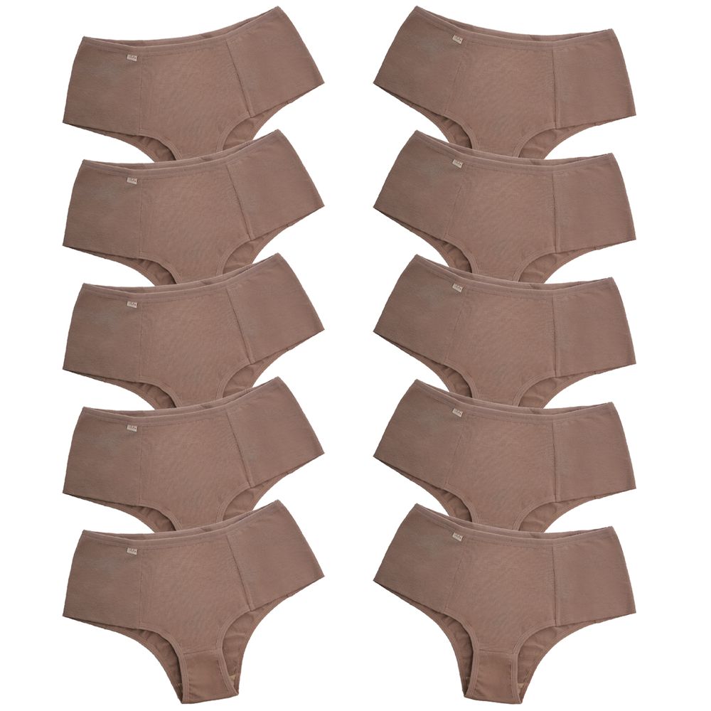 Kit 10 Tangas Cós Alto Algodão 0029 - CHOCOLATE - LILA LINGERIE