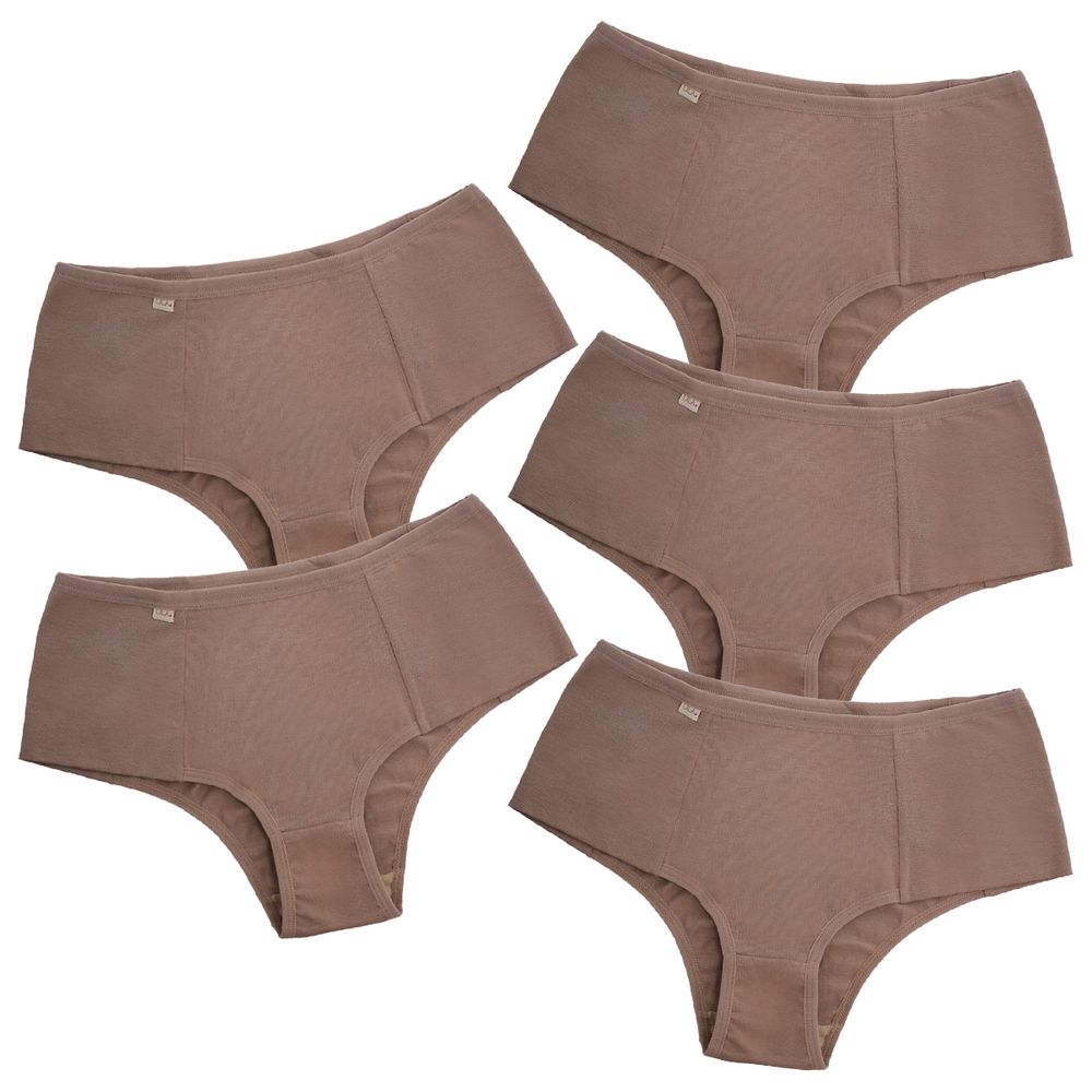 Kit 5 Tanga Cós Alto Algodão 0029 - CHOCOLATE - LILA LINGERIE