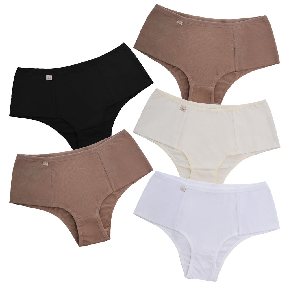 Kit 5 Tanga Cós Alto Algodão 0029 - Cores Sortidas - LILA LINGERIE
