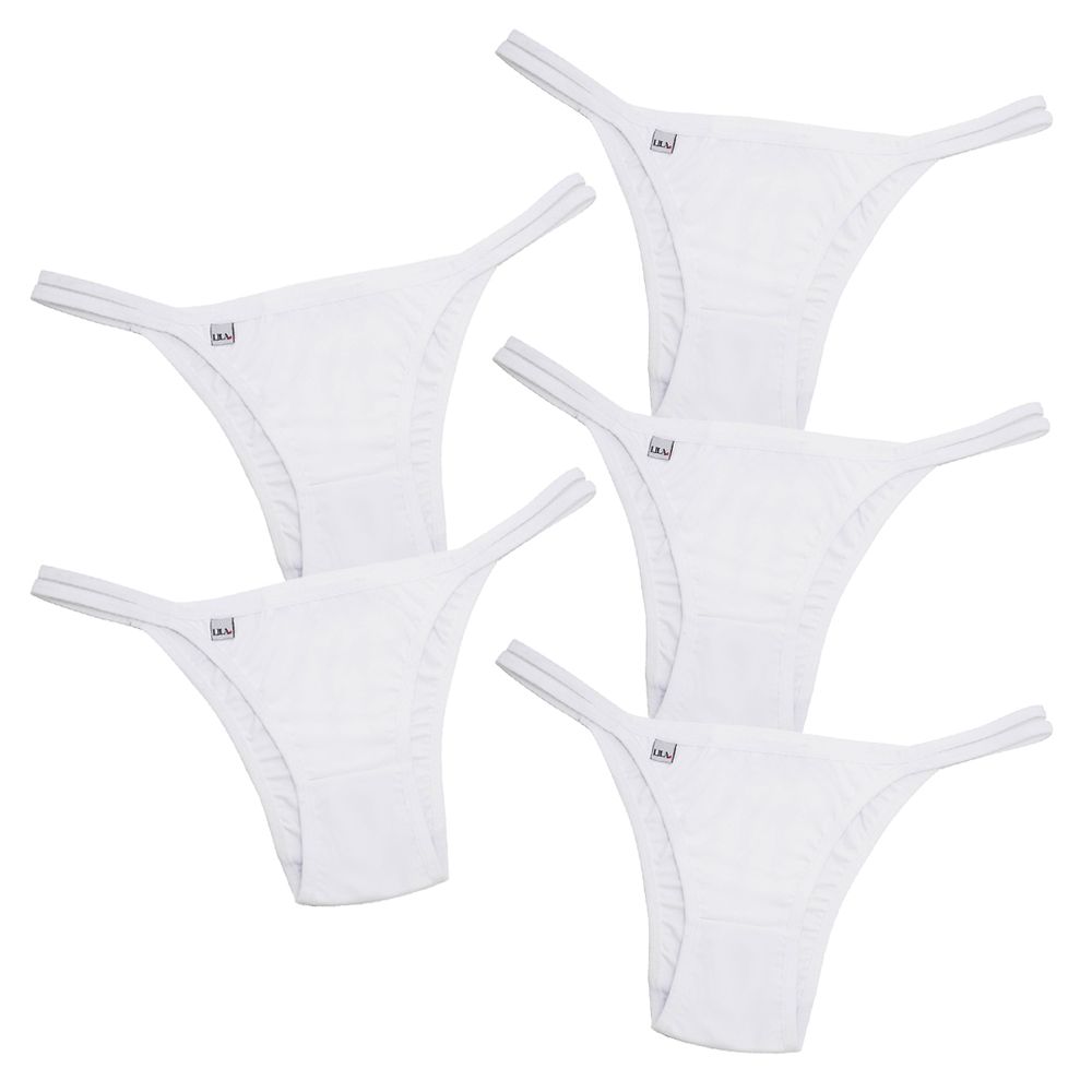 Kit 5 Calcinhas Tradicional em Tiras 0075 - BRANCO - LILA LINGERIE