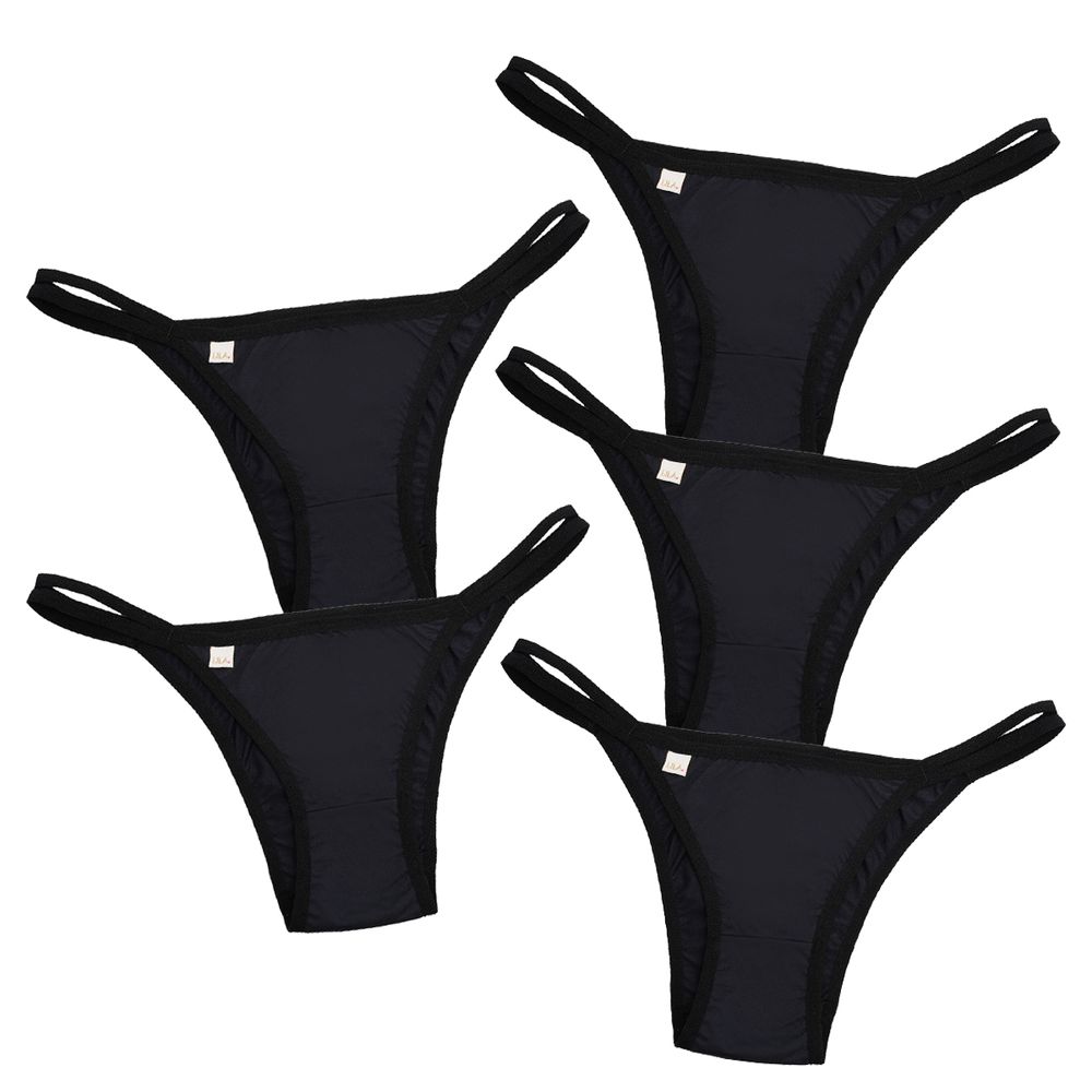 Kit 5 Calcinhas Tradicional em Tiras 0075 - PRETO - LILA LINGERIE