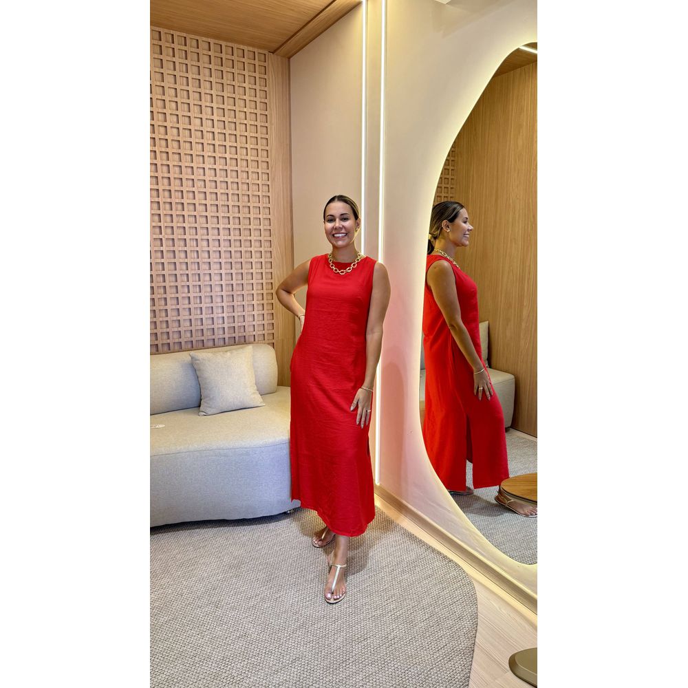 Vestido Helena Bolso E Fenda Vermelho - Loja Gabriela Ribeiro
