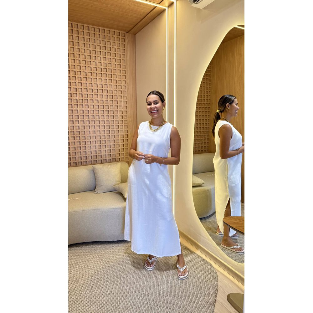 Vestido Helena Bolso E Fenda Branco - Loja Gabriela Ribeiro