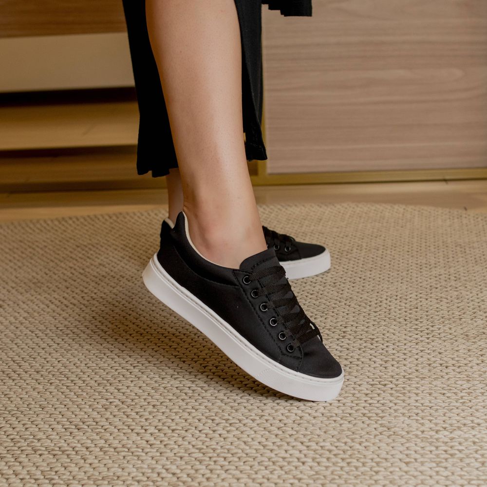 Tênis Casual Feminino Fran + Brinde Preto - Loja Gabriela Ribeiro