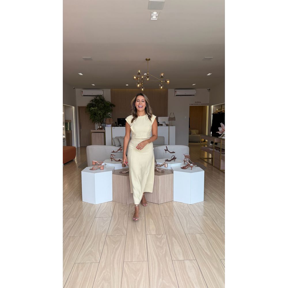 Conjunto Saia Longa E Blusa Cropped Lorena Amarelo - Loja Gabriela Ribeiro