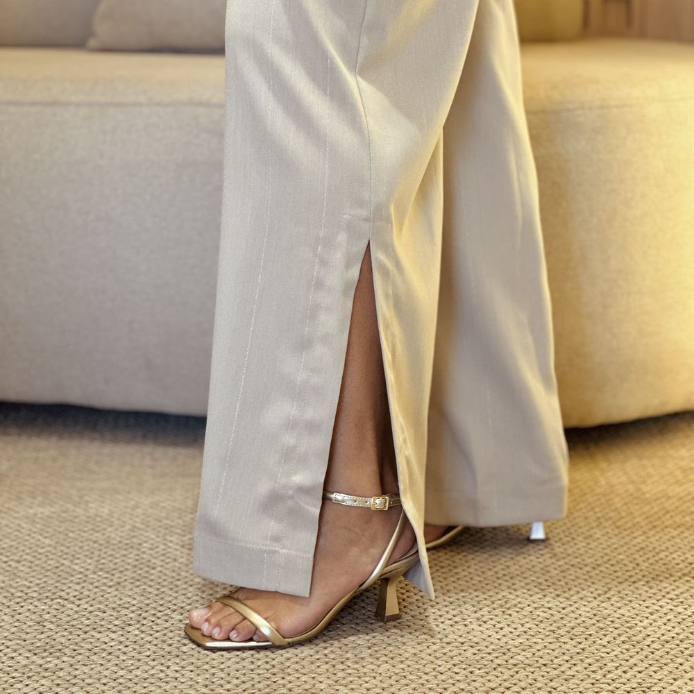 Sandália Ana Tira Fina Salto Taça Dourado