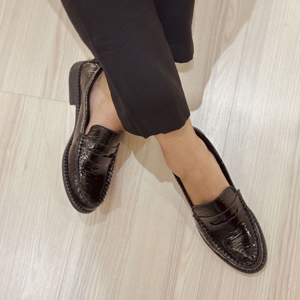 Mocassim Em Couro Amélia Preto