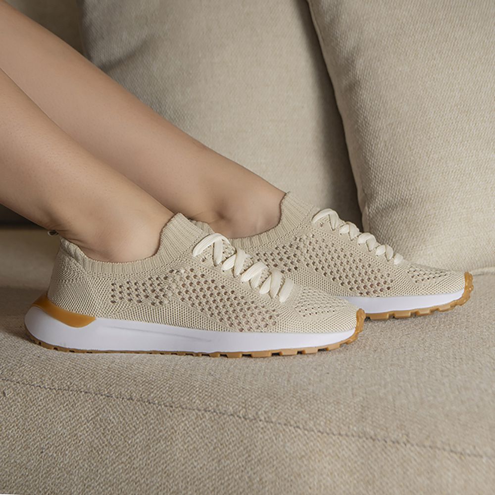Tênis Knit Naty Bege - Loja Gabriela Ribeiro