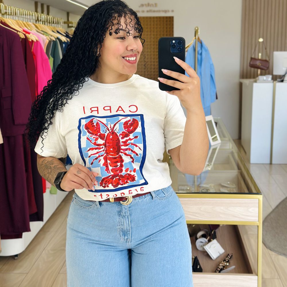 T-shirt Ana Lagosta Off-white - Loja Gabriela Ribeiro