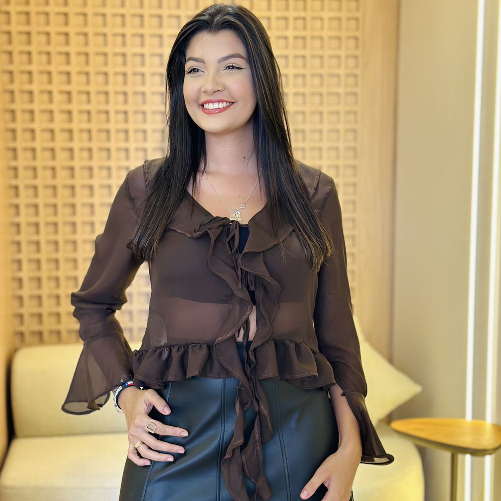 Blusa Lívia Marrom - Loja Gabriela Ribeiro